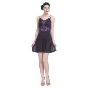 NEW Sue Wong Deep Purple Beaded Cocktail Dress Size 4/6